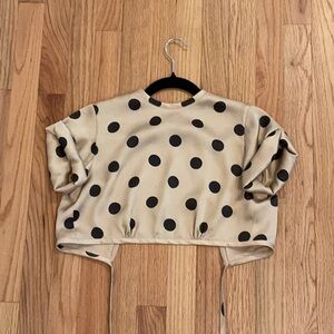 Orseund Iris Cream and Black Polka Dot Crop Top